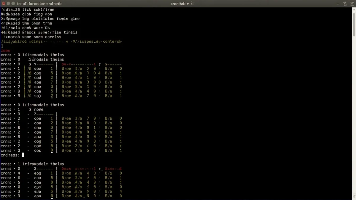 Crontab mostrando programacion de scripts DNS ejecutandose cada 15 minutos