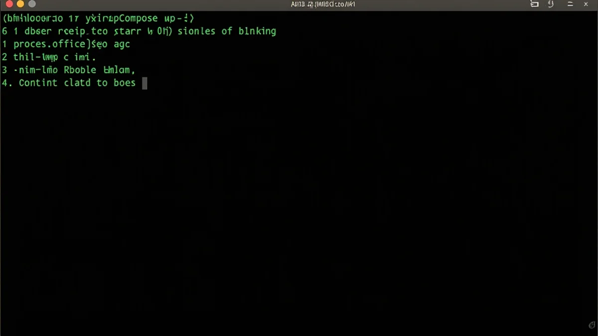 Terminal mostrando docker compose up -d con los tres contenedores levandose exitosamente